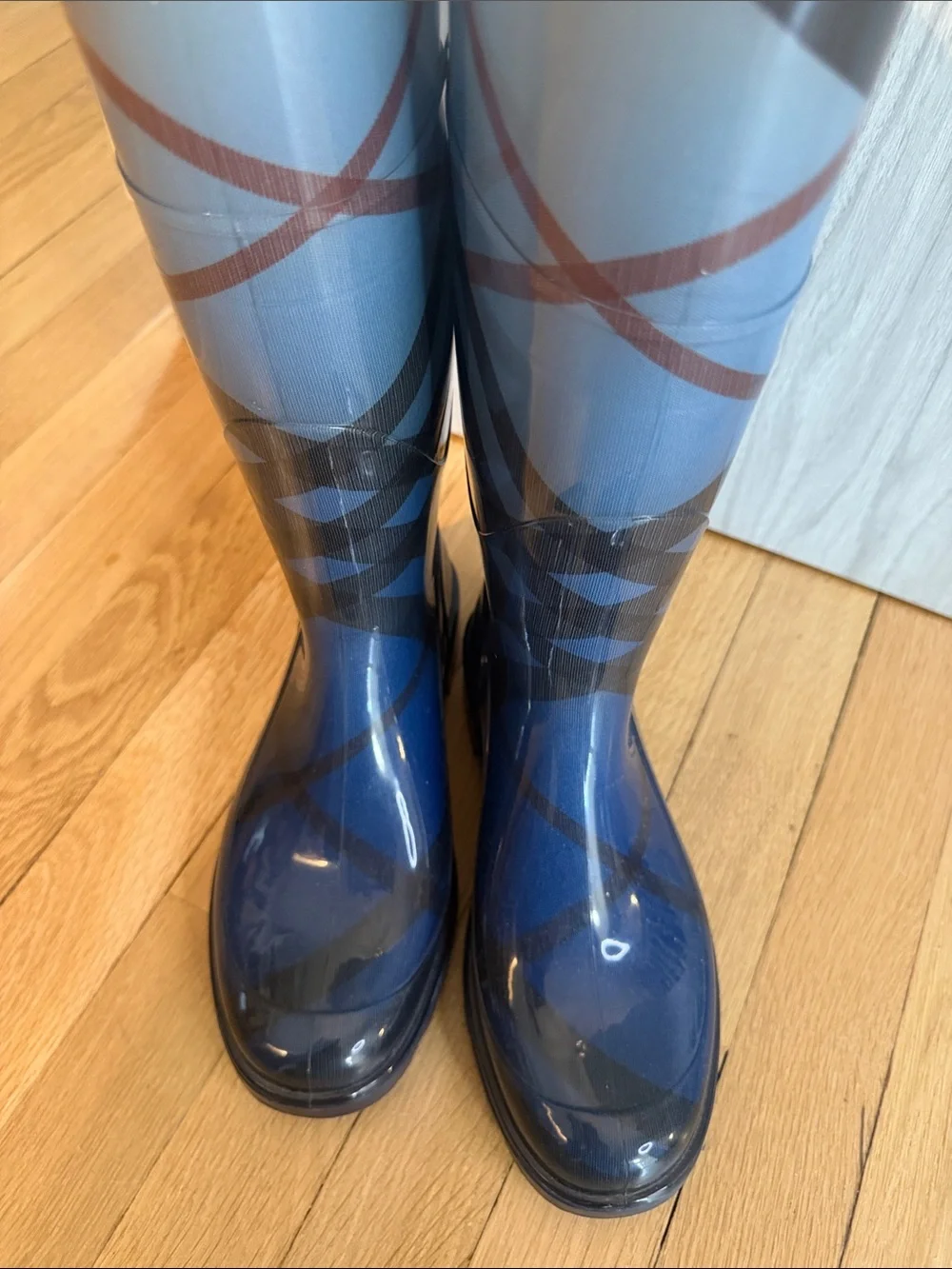 Burberry Blue Nova Check Rain Boots